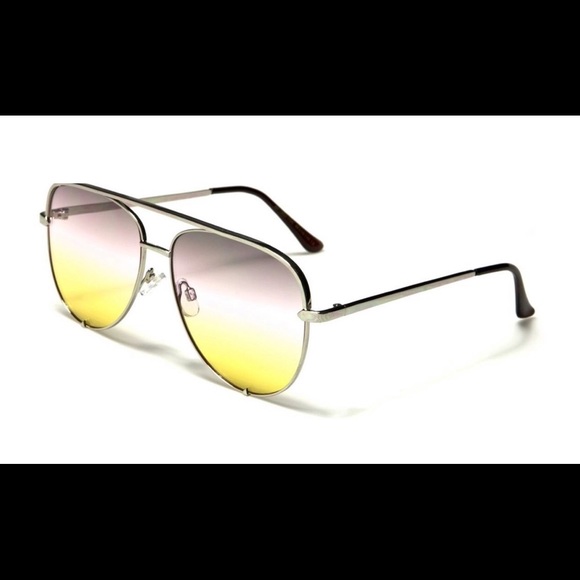 Accessories - Aviator sunglasses yellow purple ombré lens
